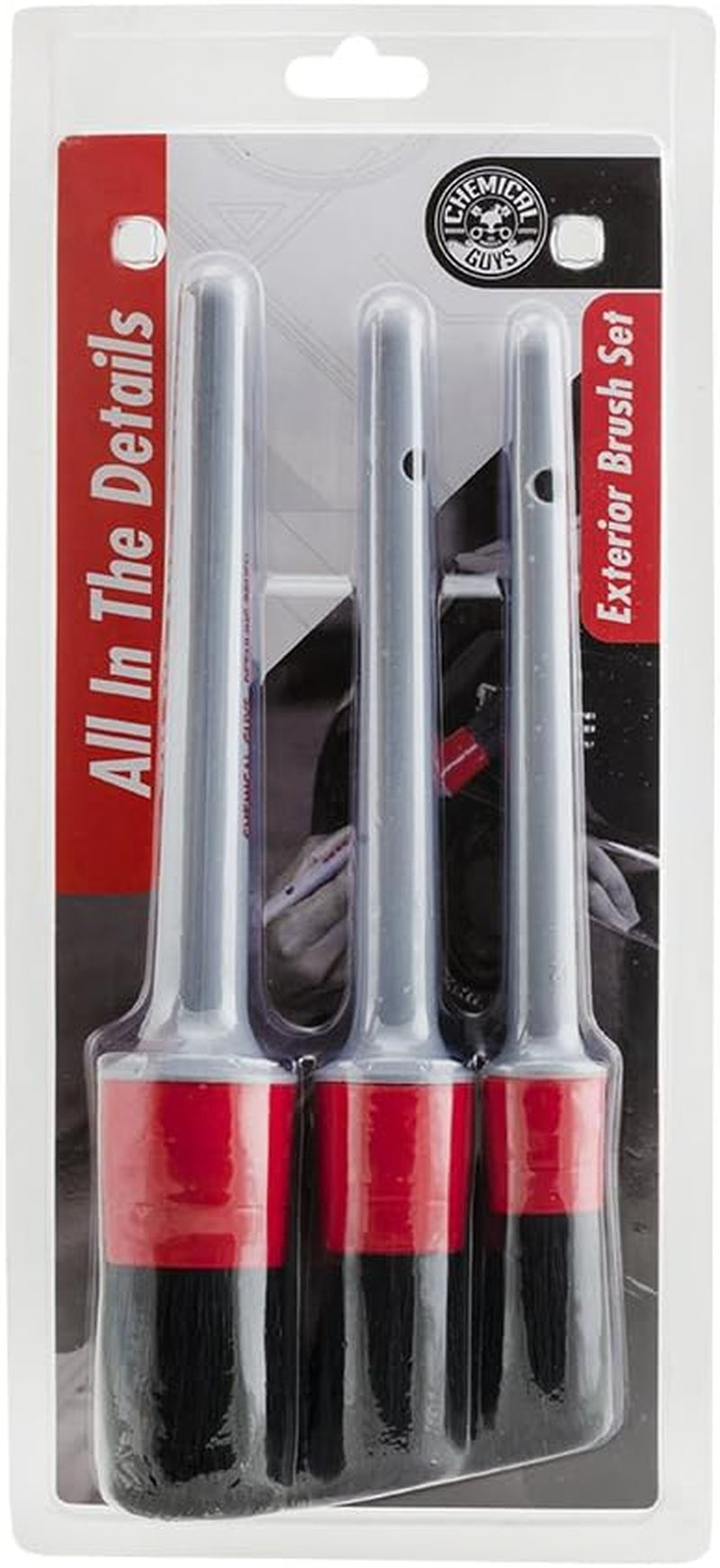All in the Details Exterior Detailing Brushes - 3-Piece Soft Scratch-Free Brushes for Wheels, Bumpers, Grilles, Badging & Tight Exterior Gaps on Cars, Trucks, Suvs & More